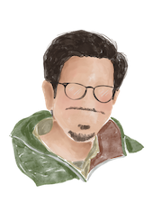 Watercolor illustration of Luis Alvergue